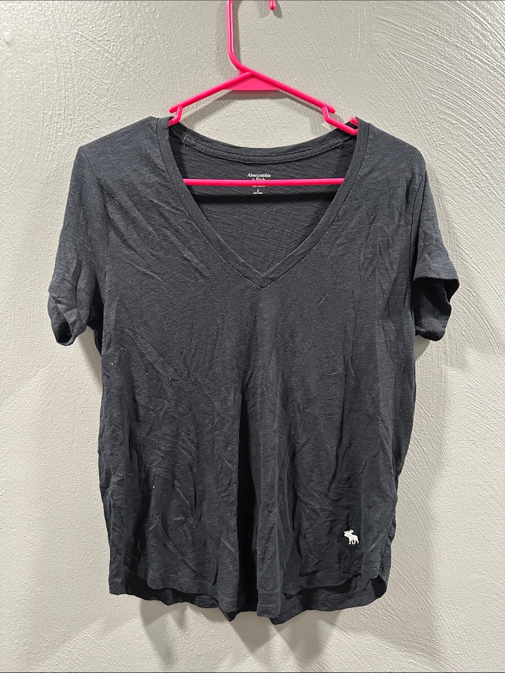 Abercrombie & Fitch Black V-Neck Short Sleeve Tee